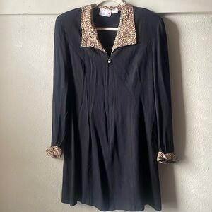 Vintage Scarlett long sleeve zip up mini dress with shoulder pads